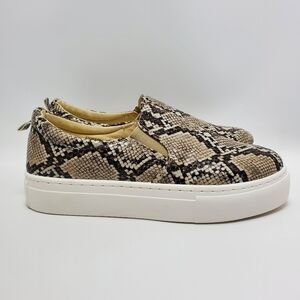 Womens Snakeskin Platform Slip On Sneakers Shoe Size 8.5
